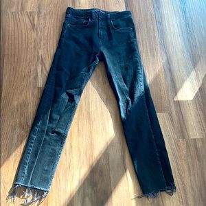 Zara black Jeans mid-waist with distressed bottom